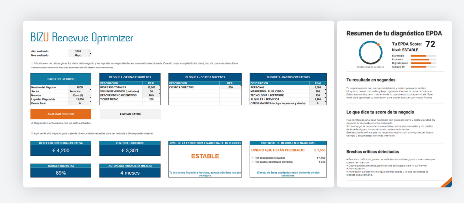 Vista previa de herramientas BIZU Strategy